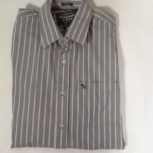 Abercrombie & Fitch Gray and White Stripe Shirt XL